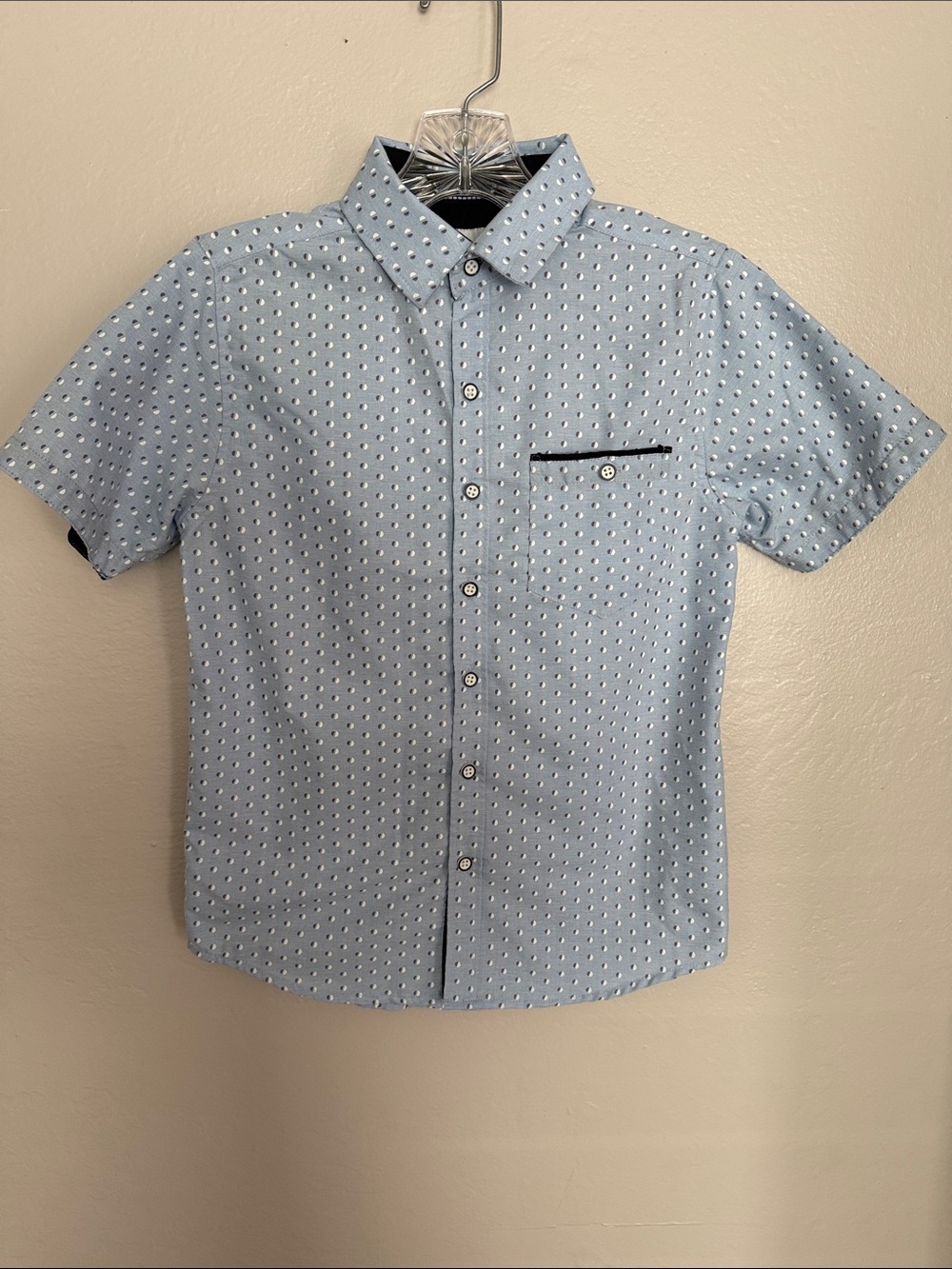 Craft + flow printed boys button down short sleeve shirt